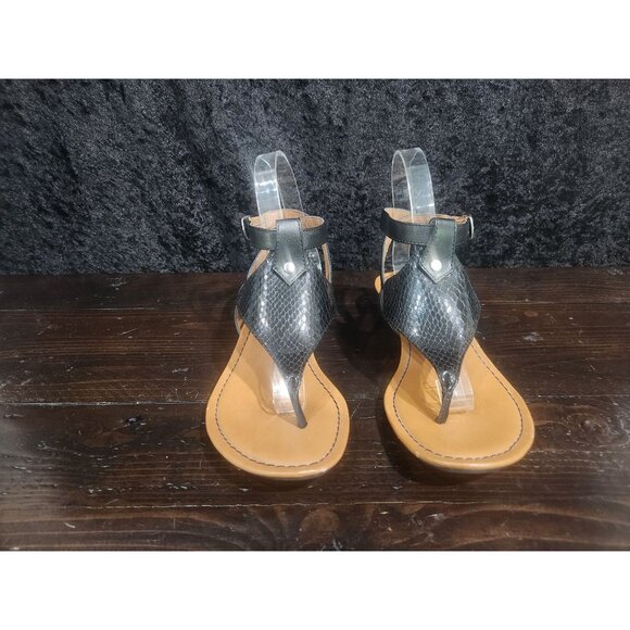 Eurosoft Sofft Missy Black Faux Snakeskin Embossed Thong Strappy Sandals/Sz. 7M - Picture 5 of 8